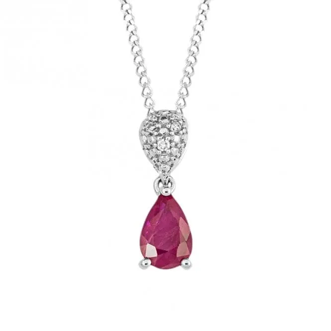 Ruby and Diamond White Gold Droplet Pendant GP2303R