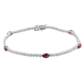 Ruby Color Bracelet in 18k Gold with Diamonds