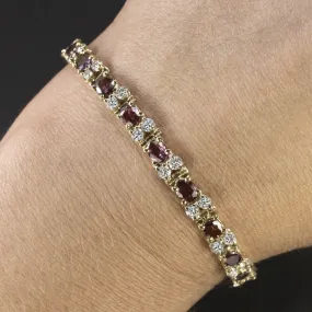 RUBY DIAMOND TENNIS BRACELET 12.25ct NATURAL 14k YELLOW GOLD ANNIVERSARY GIFT