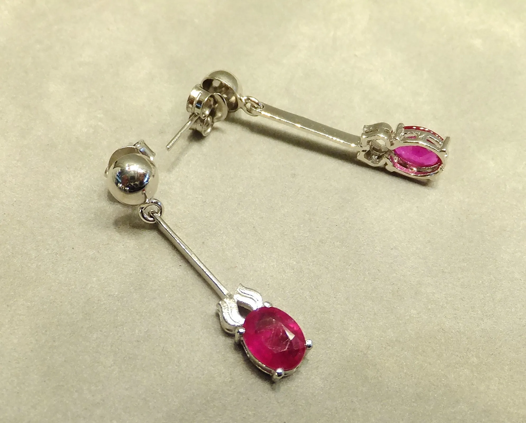 Ruby Drop Earrings IN Sterling Silver