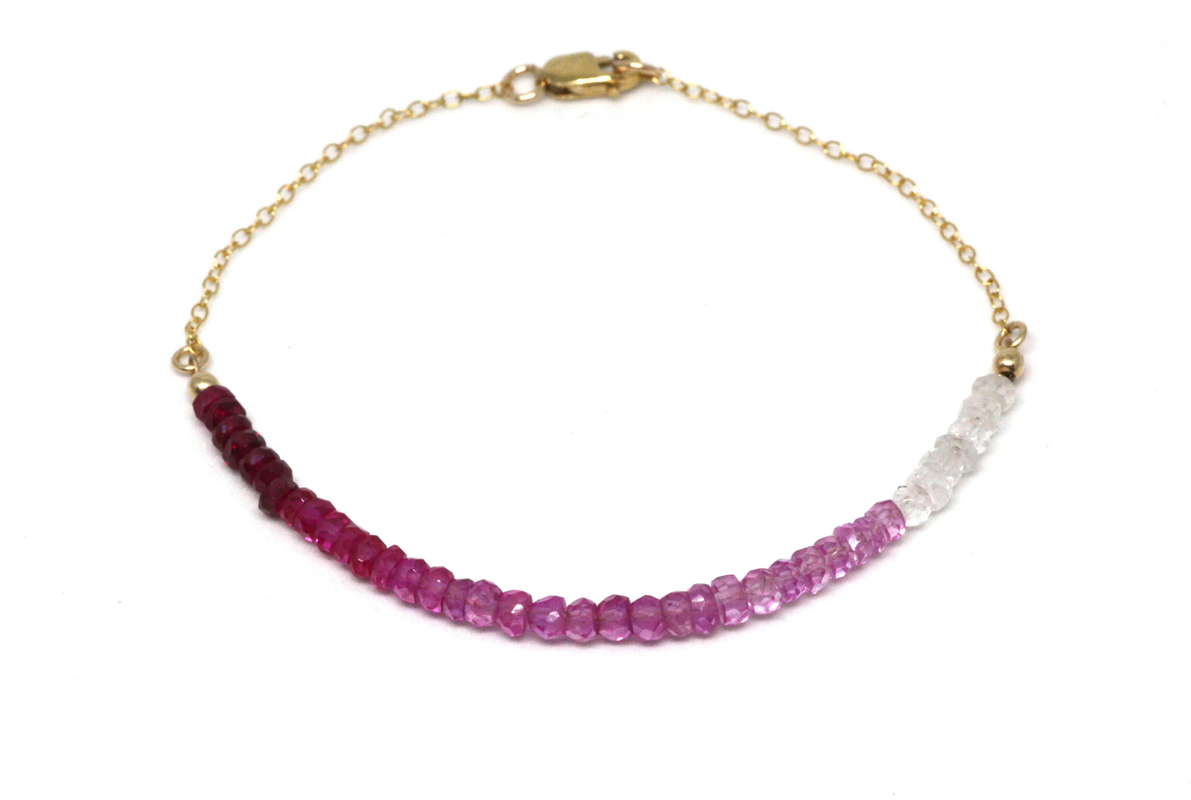 Ruby Ombré Gemstone Half Bar Bracelet