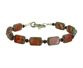 Ruby Red Czech Beaded Bracelet