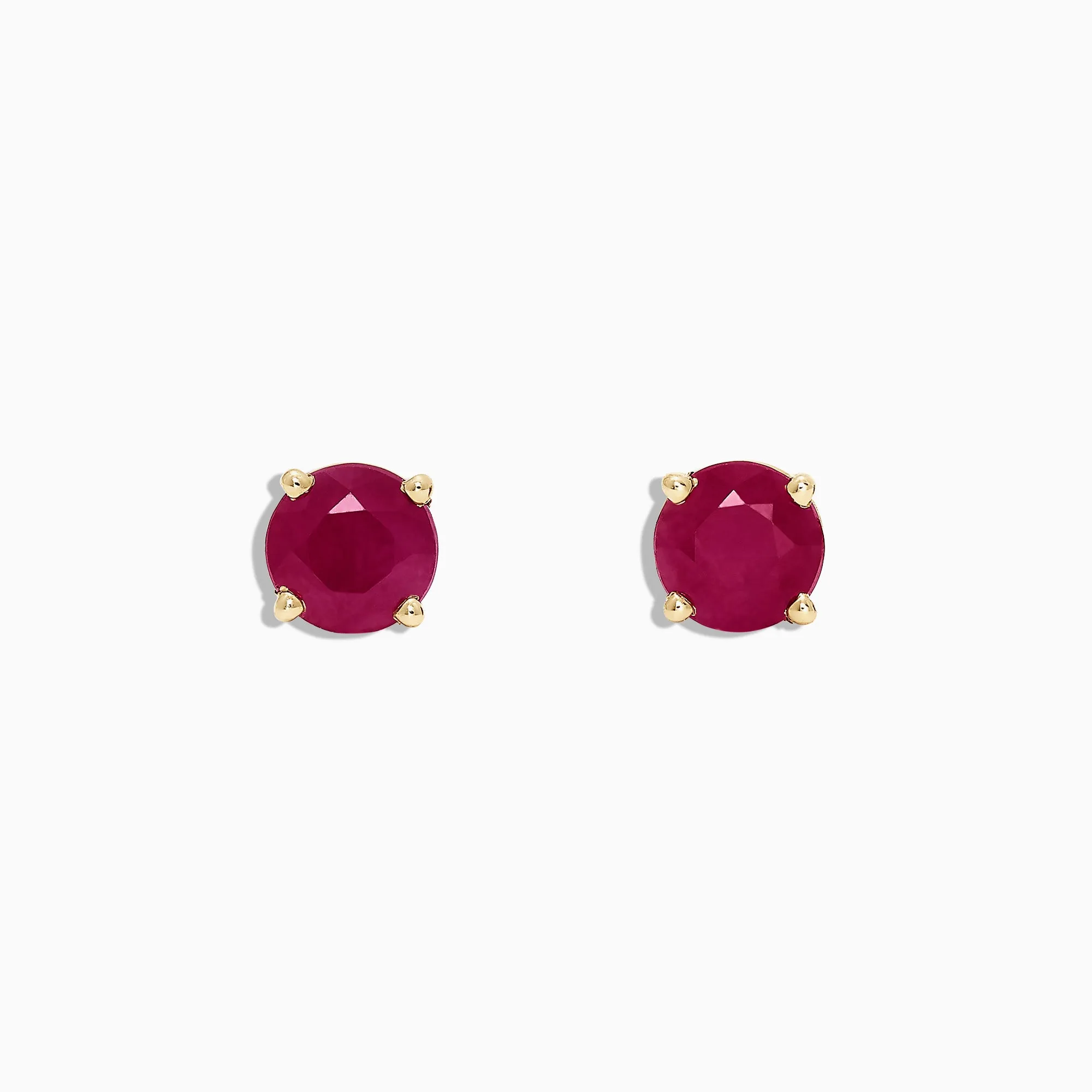 Ruby Royale 14K Yellow Gold Round Solitaire Ruby Stud Earrings, 1.14 TCW