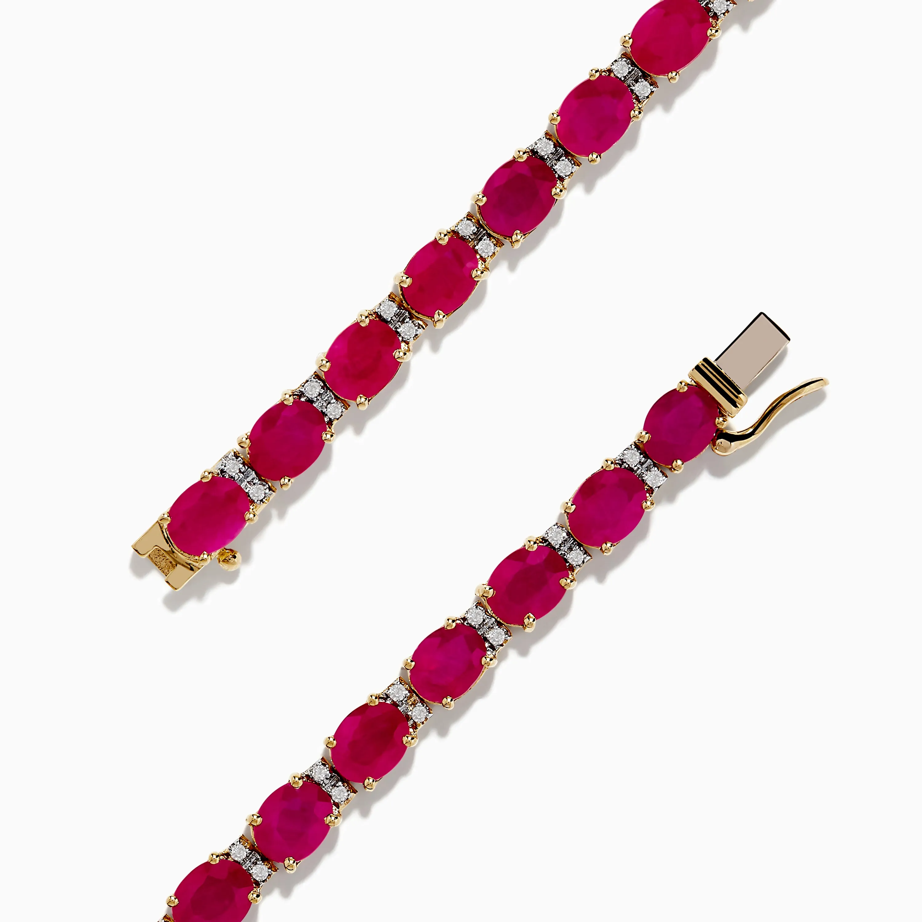 Ruby Royale 14K Yellow Gold Ruby and Diamond Tennis Bracelet, 12.19 TCW