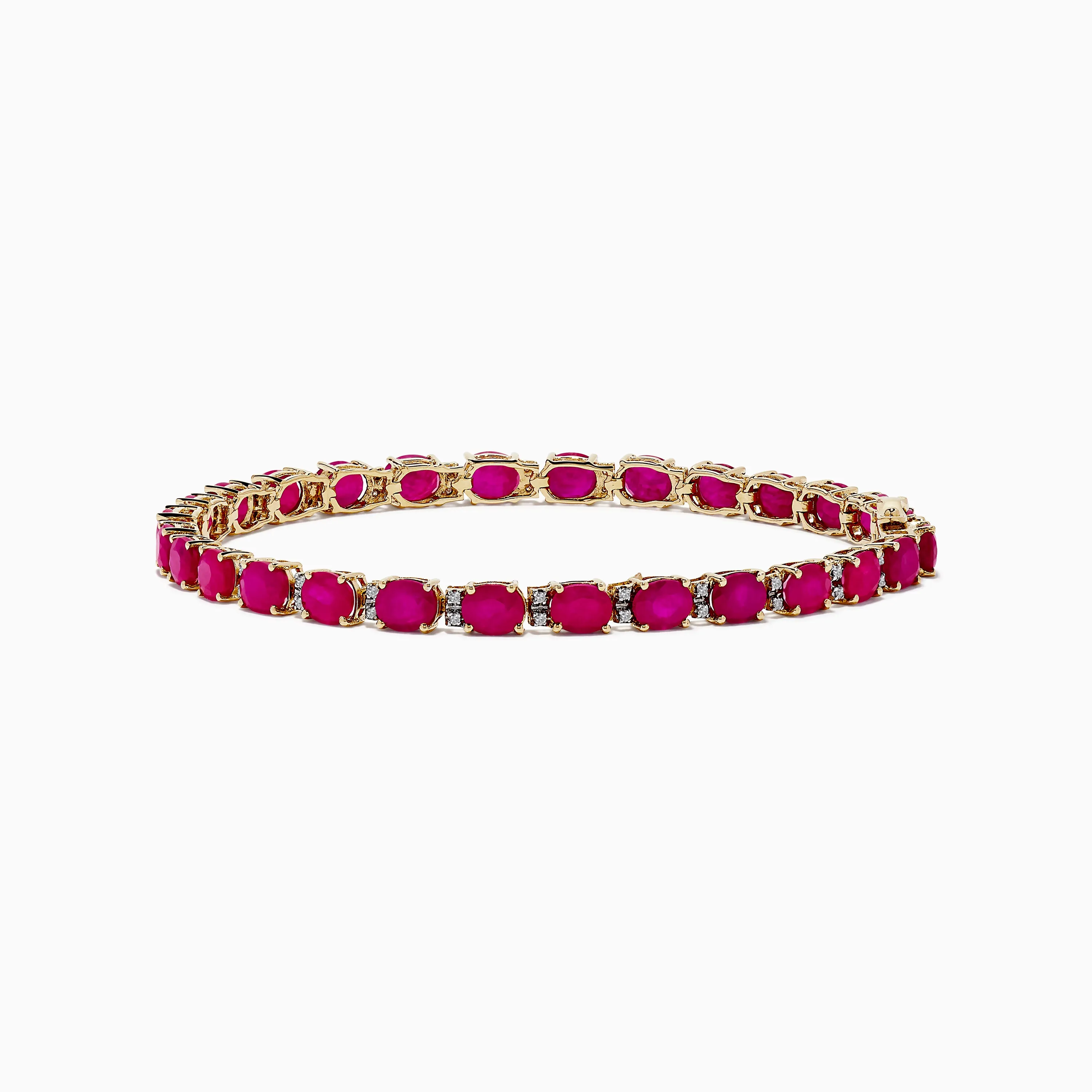 Ruby Royale 14K Yellow Gold Ruby and Diamond Tennis Bracelet, 12.19 TCW