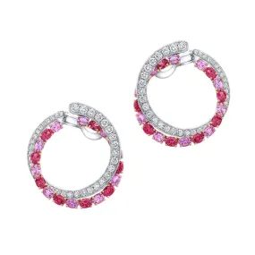 Ruby, Sapphire and Diamond Hoop Earrings