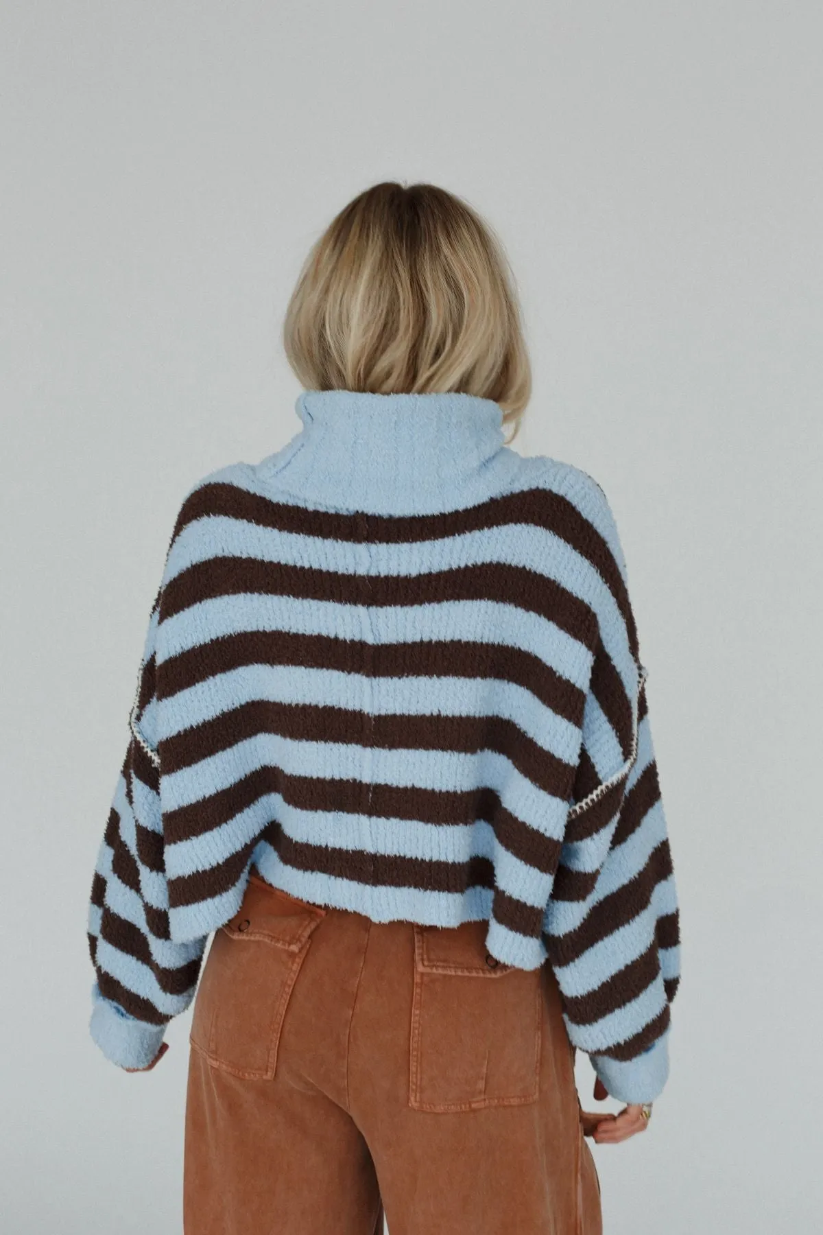 Ruby Striped Turtleneck Top - Blue Multi