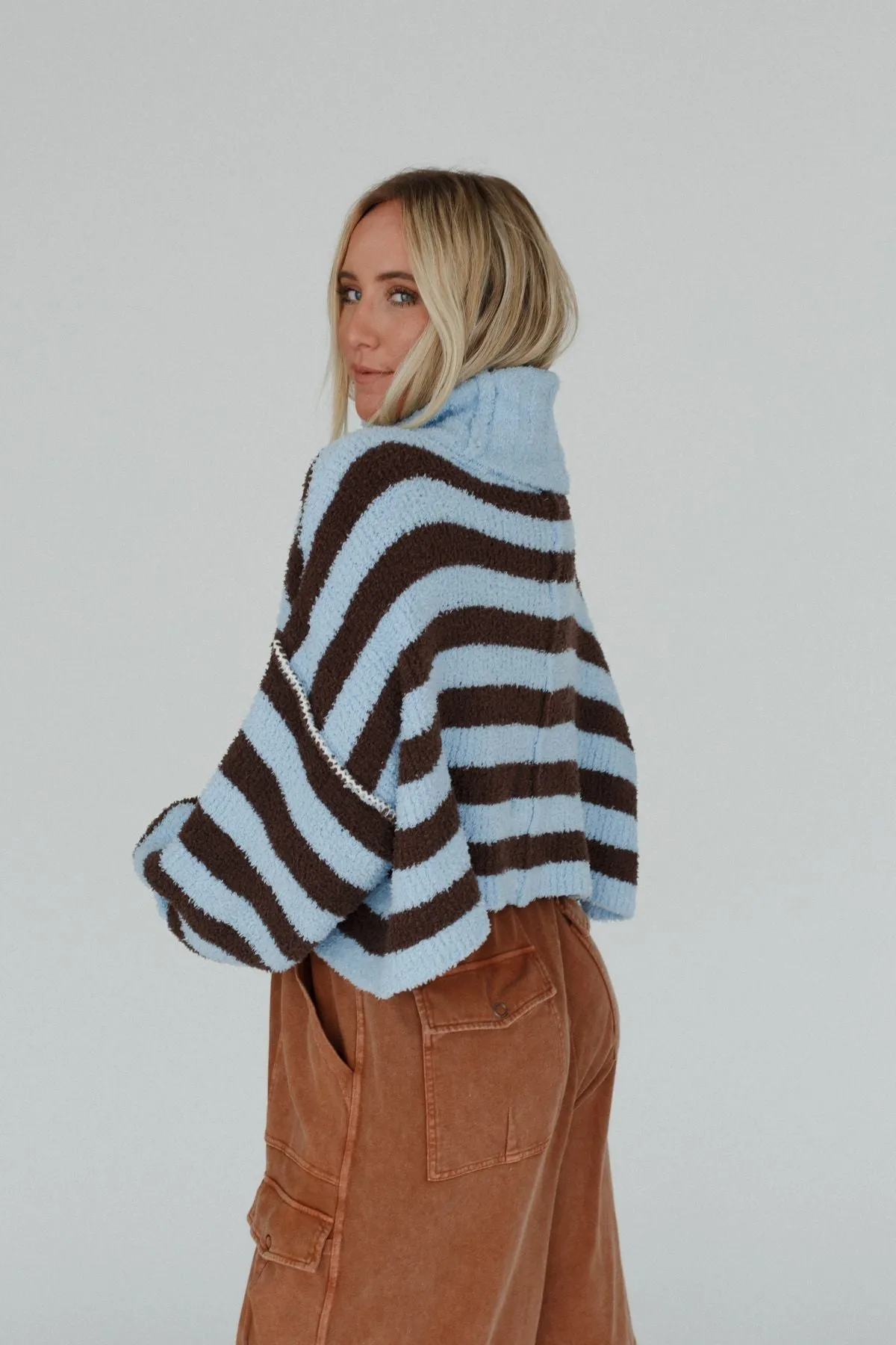 Ruby Striped Turtleneck Top - Blue Multi