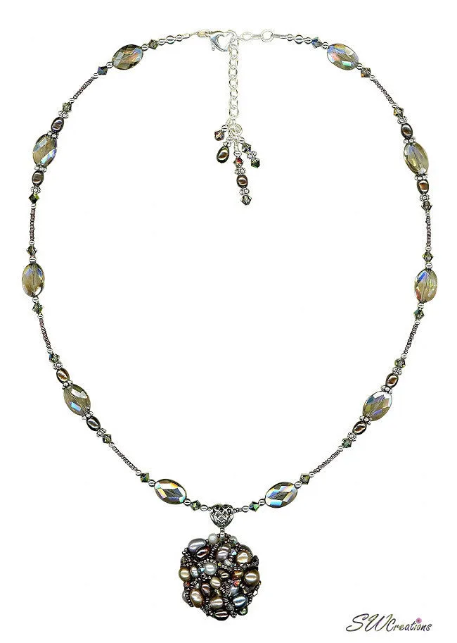 Rutilated Quartz Vitrail Crystal Bead Art Necklace