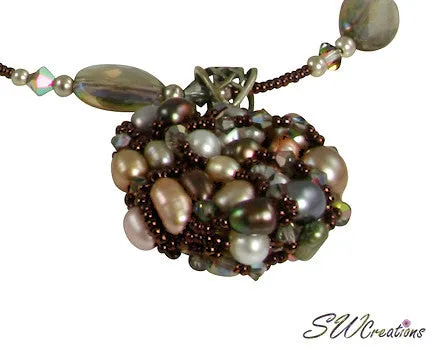 Rutilated Quartz Vitrail Crystal Bead Art Necklace