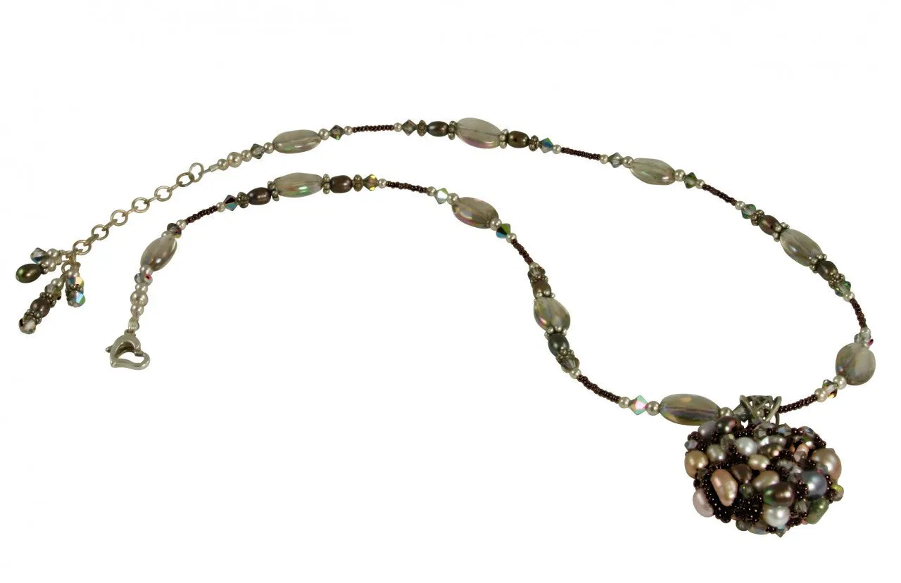 Rutilated Quartz Vitrail Crystal Bead Art Necklace