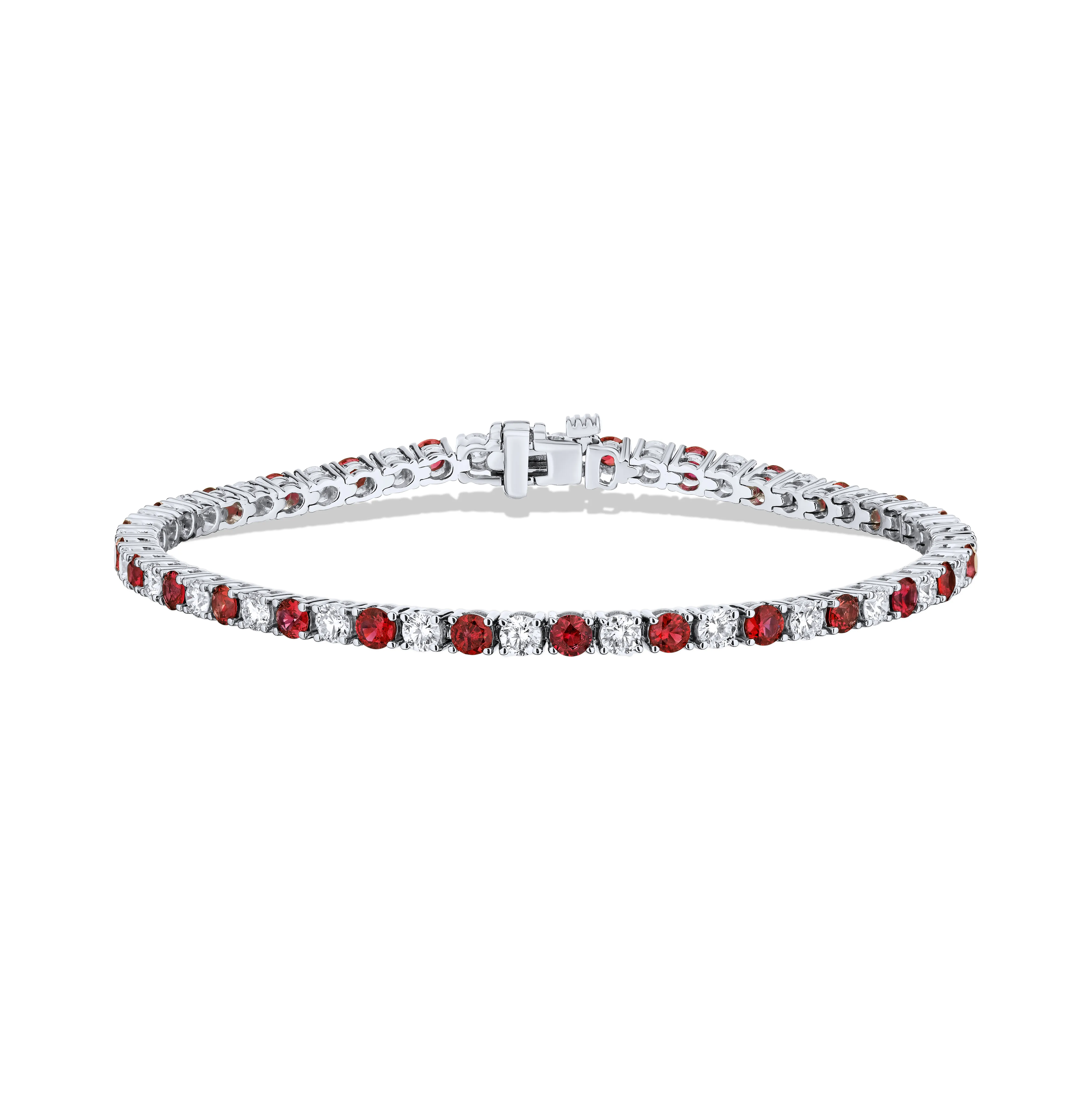 Sabel Collection White Gold Ruby and Diamond Tennis Bracelet