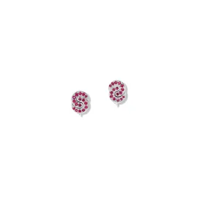 Sabina Twin Stud Earrings 18ct White Gold - Ruby Pavé