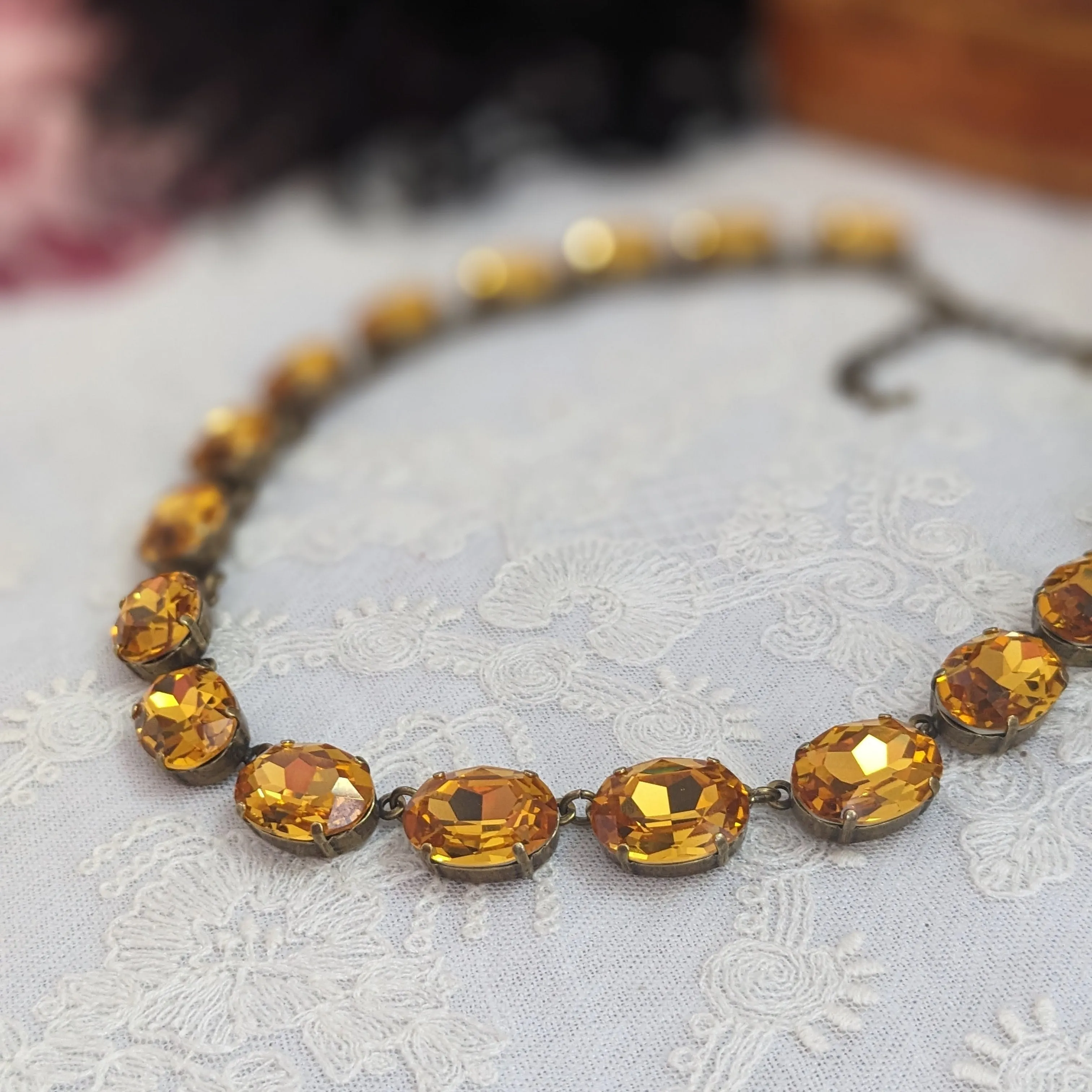 SALE! Orange Topaz Aurora Collet Necklace - Large Oval