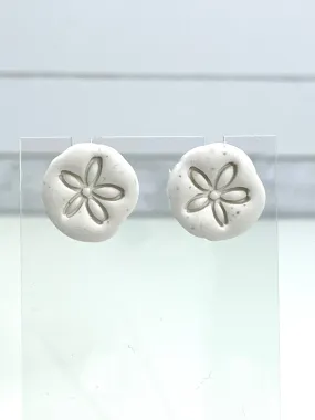 Sand Dollar Polymer Clay Stud Earrings