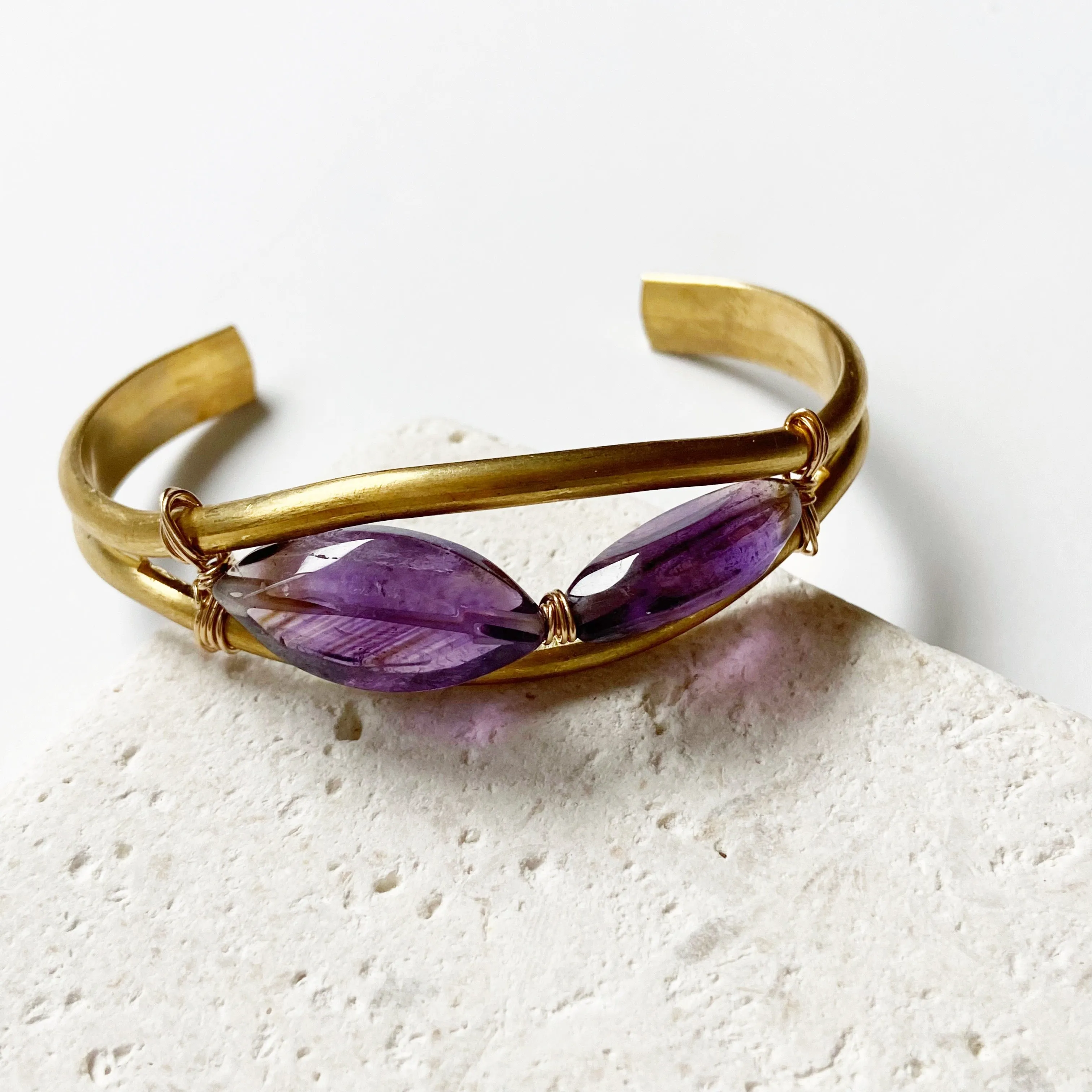 Saturated Amethyst Statement Cuff Bracelet