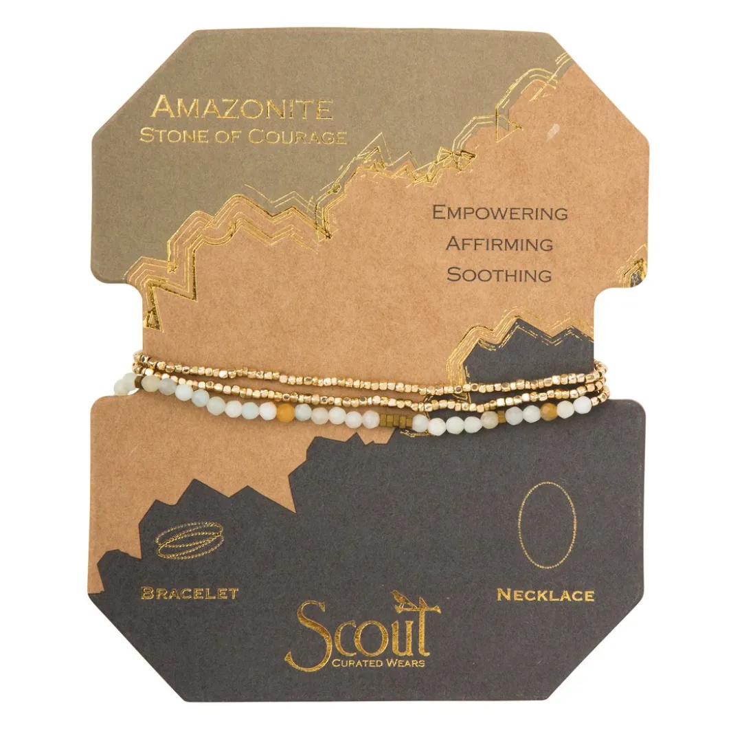 Scout Delicate Stone Wrap Bracelet / Necklace - Amazonite Stone Of Courage