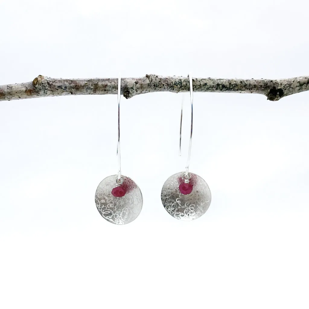 Scribbled Shell with Ruby Earrings