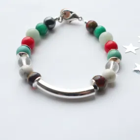 Silver Bar Multi Gemstone Bracelet