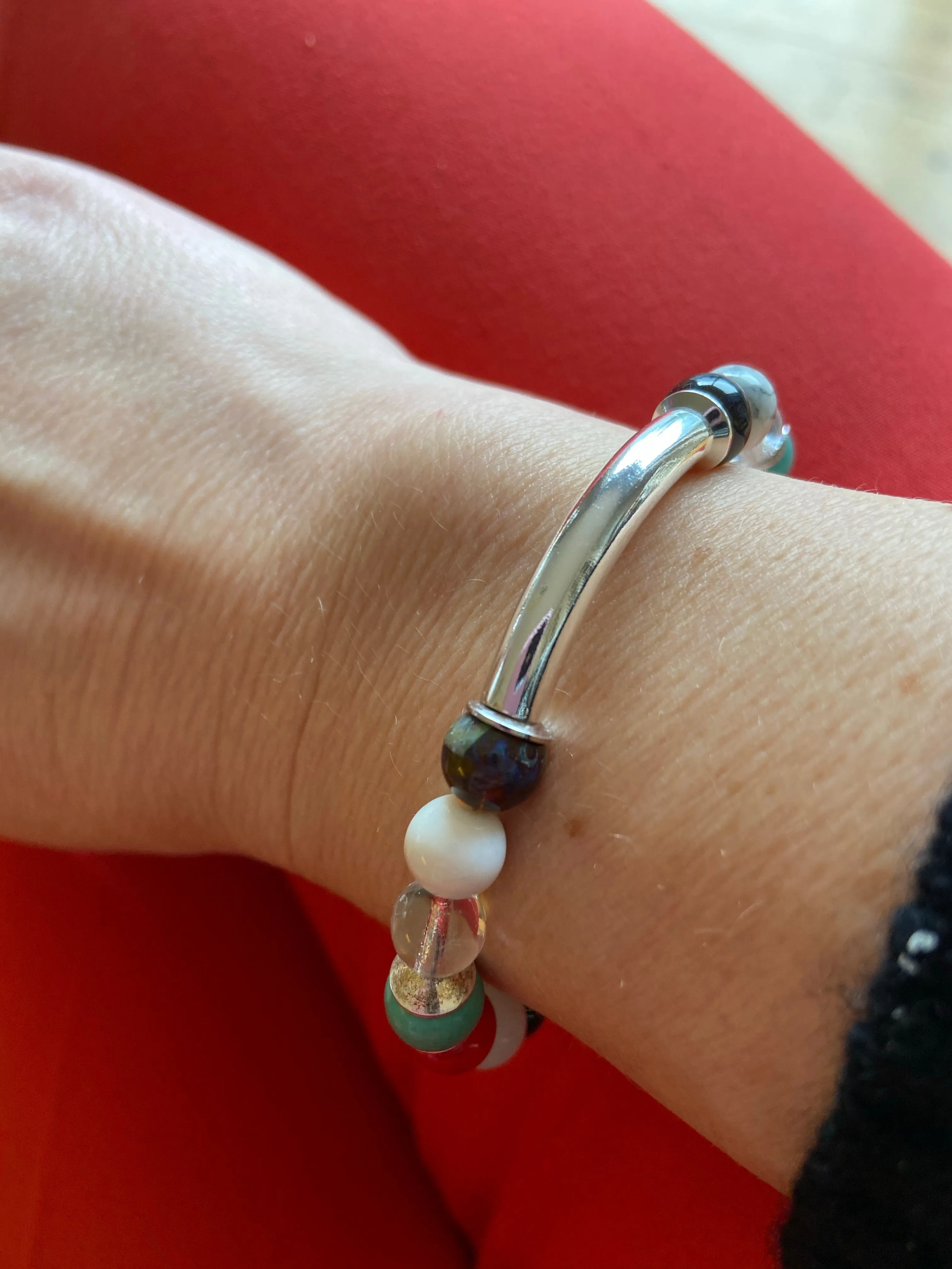 Silver Bar Multi Gemstone Bracelet