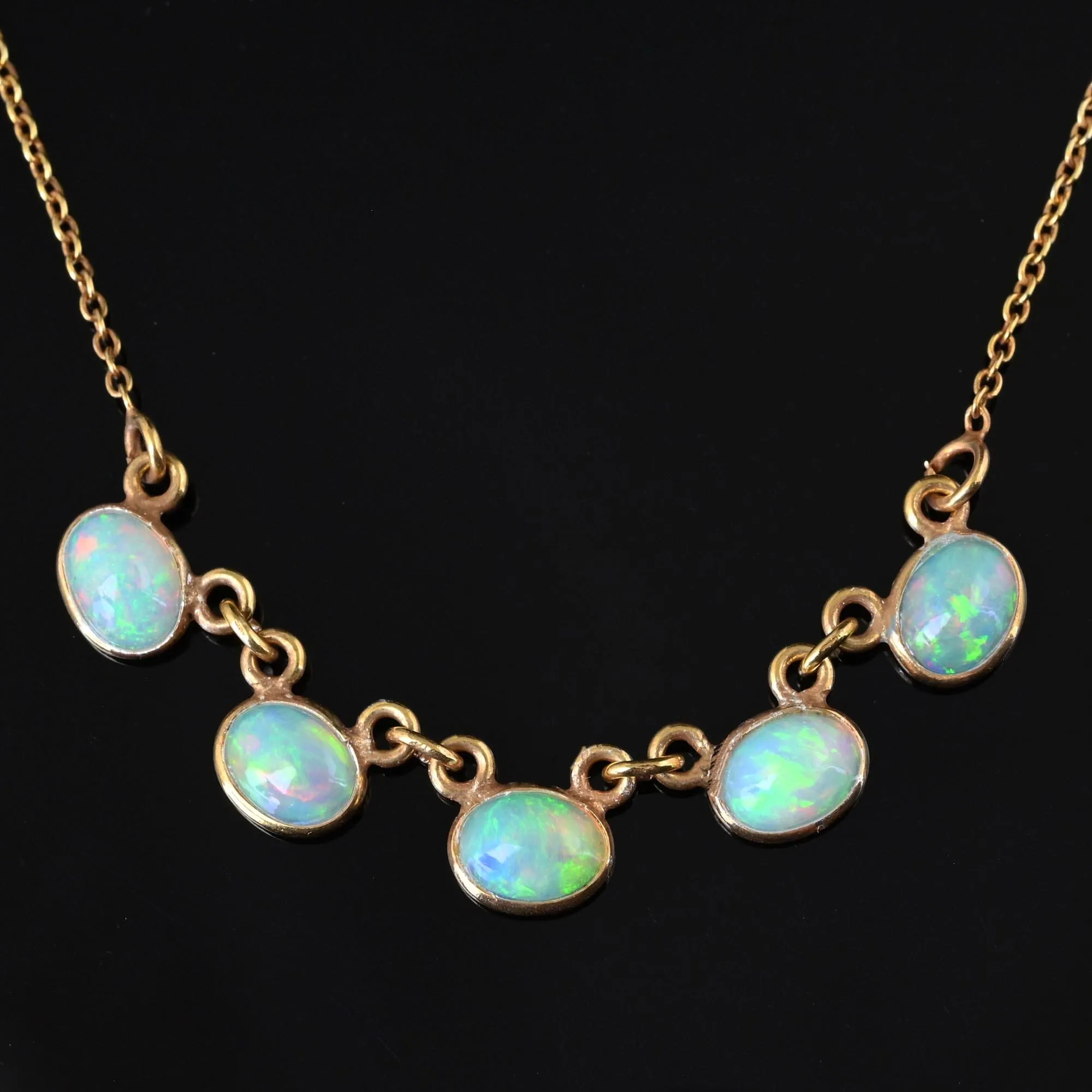 Silver Gold Gilt Opal Cabochon Necklace