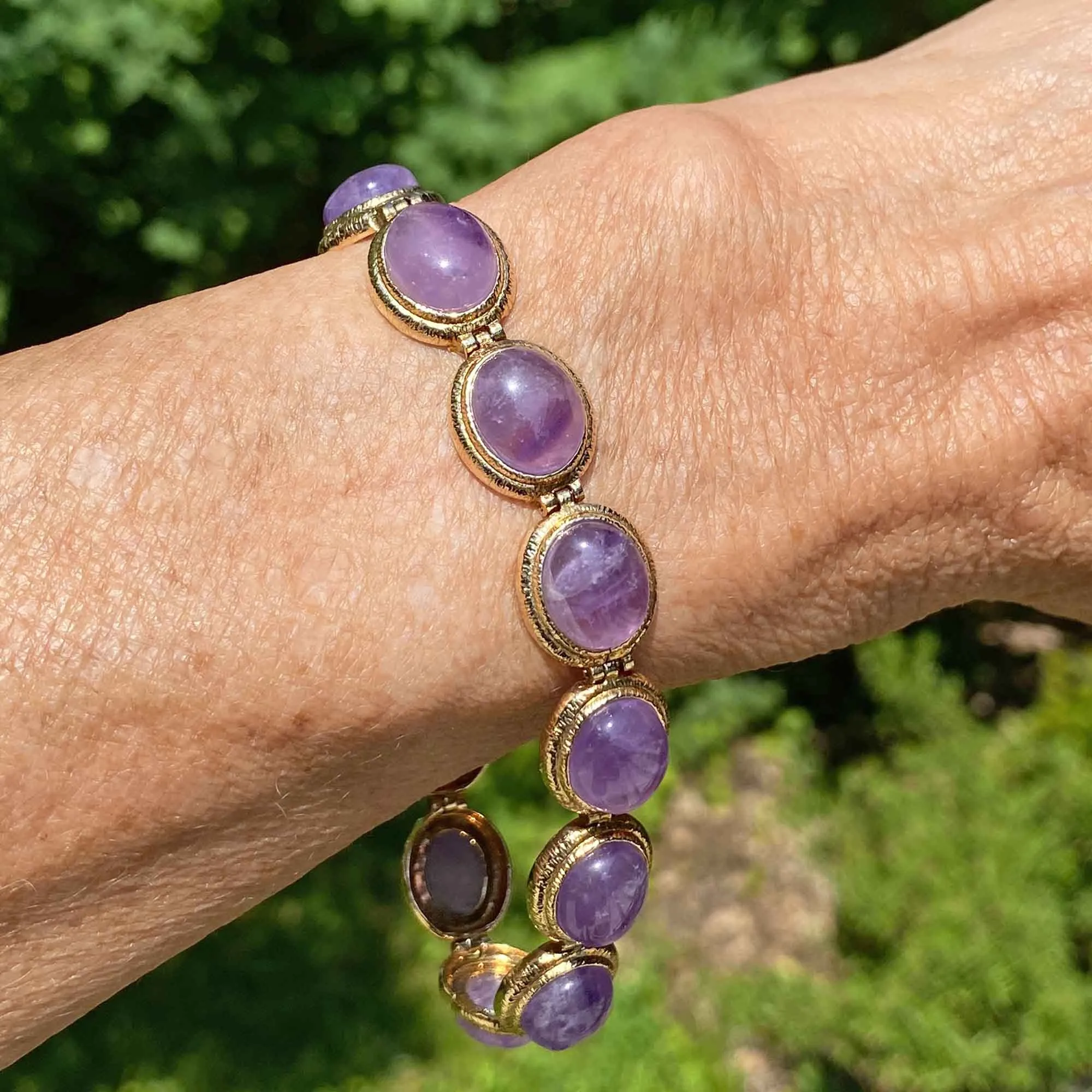 Silver Gold Vermeil 47 Carat Natural Amethyst Bracelet