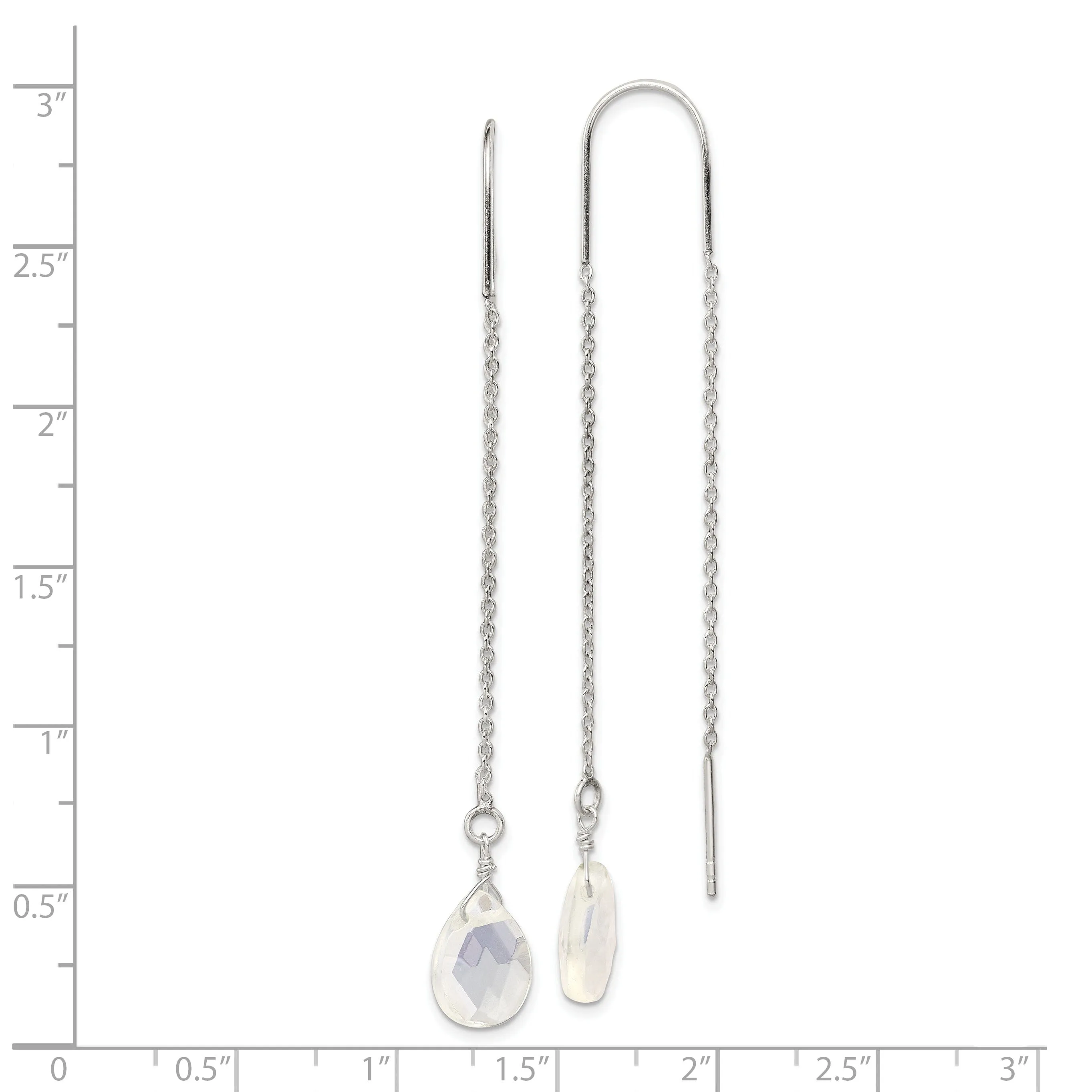 Silver Opalite Crystal Threader Earrings