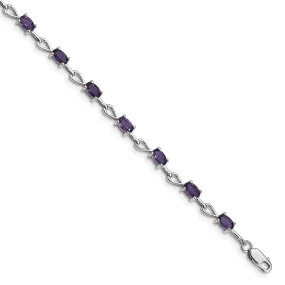 Silver Oval Cut Genuine Amethyst Bracelet