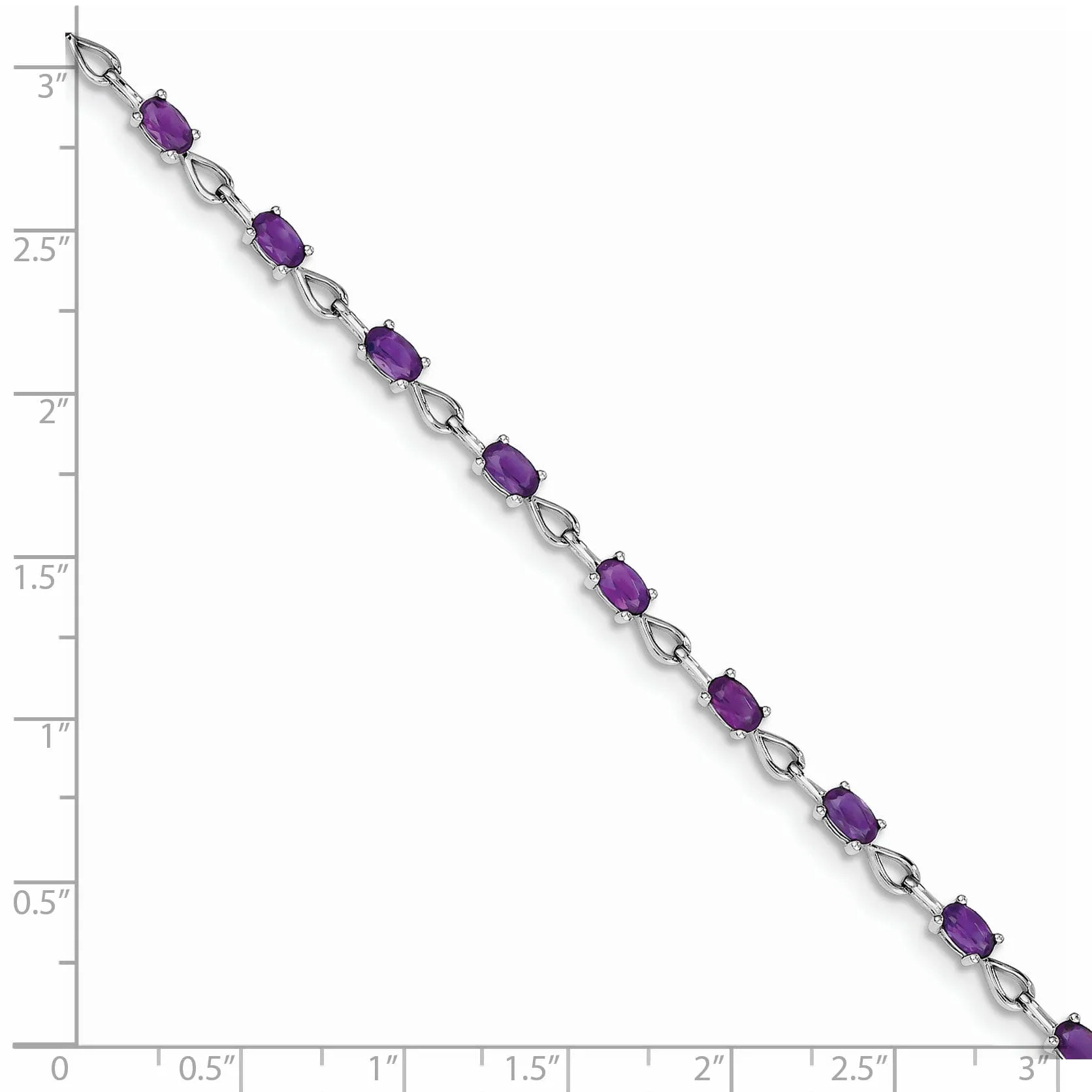 Silver Oval Cut Genuine Amethyst Bracelet