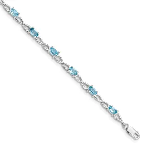 Silver Oval Swiss Blue Topaz Gemstone Bracelet