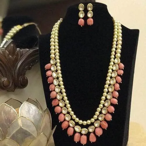 Simple Moti Kundan Line Set