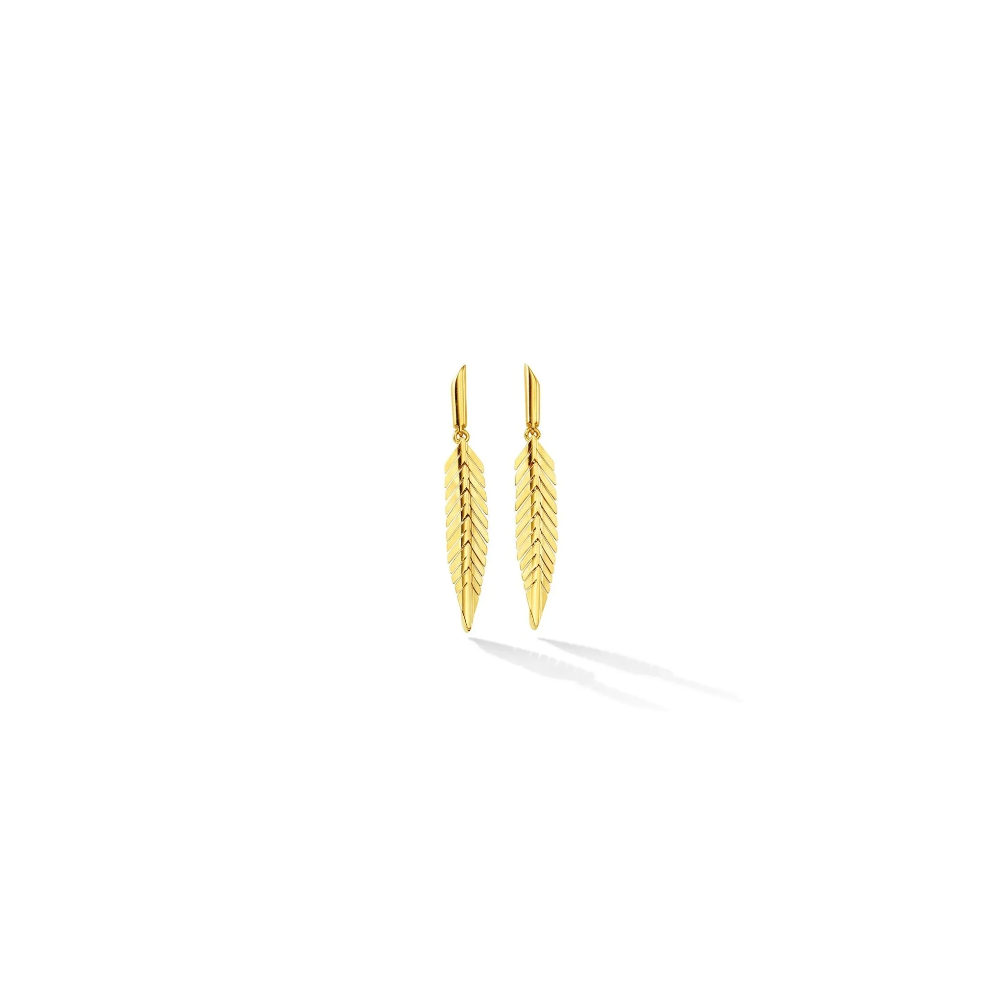 Small Yellow Gold Feather Earrings