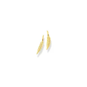 Small Yellow Gold Feather Earrings