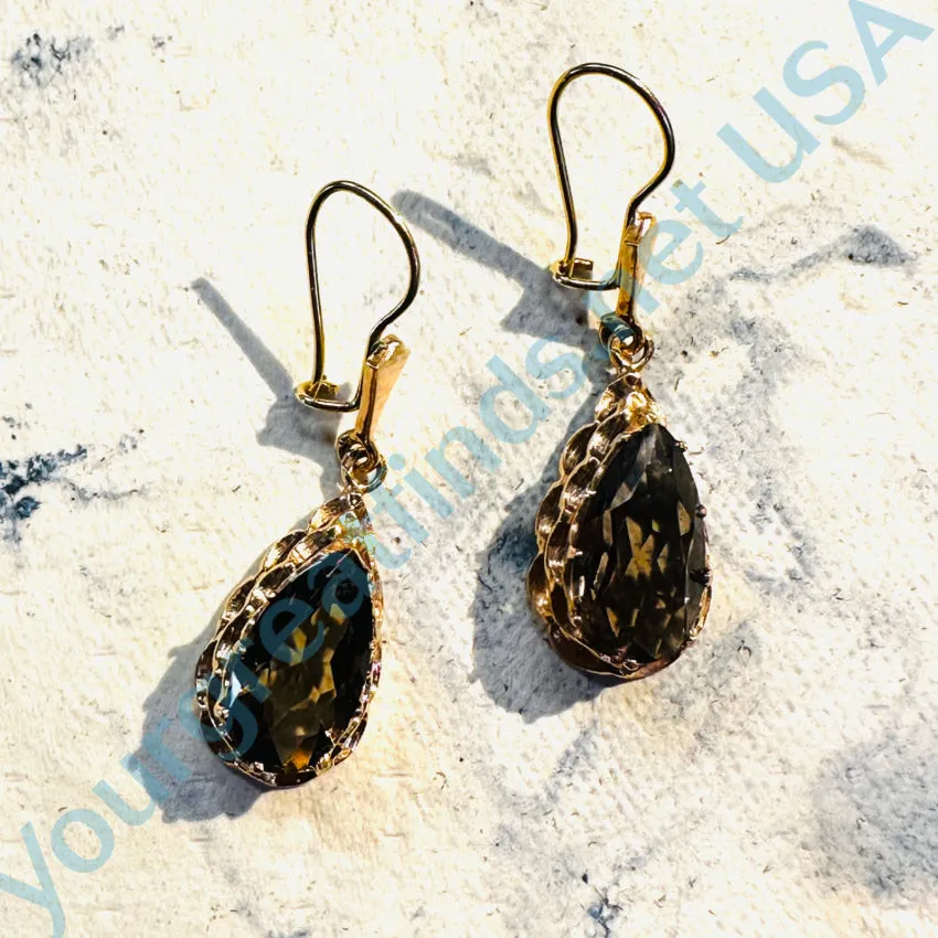 Smoky Citrine Earrings 14k Gold