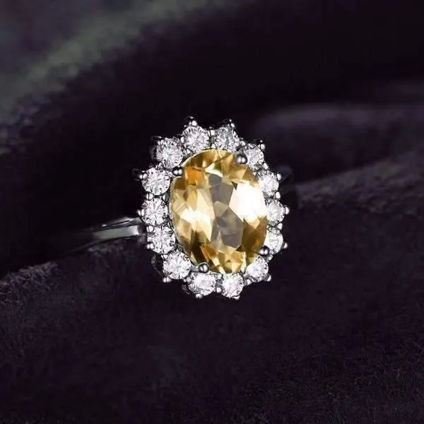 Spanish Gold Halo 2.5CT Genuine Citrine IOBI Precious Gems Ring