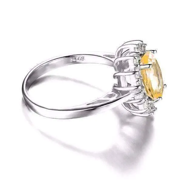 Spanish Gold Halo 2.5CT Genuine Citrine IOBI Precious Gems Ring