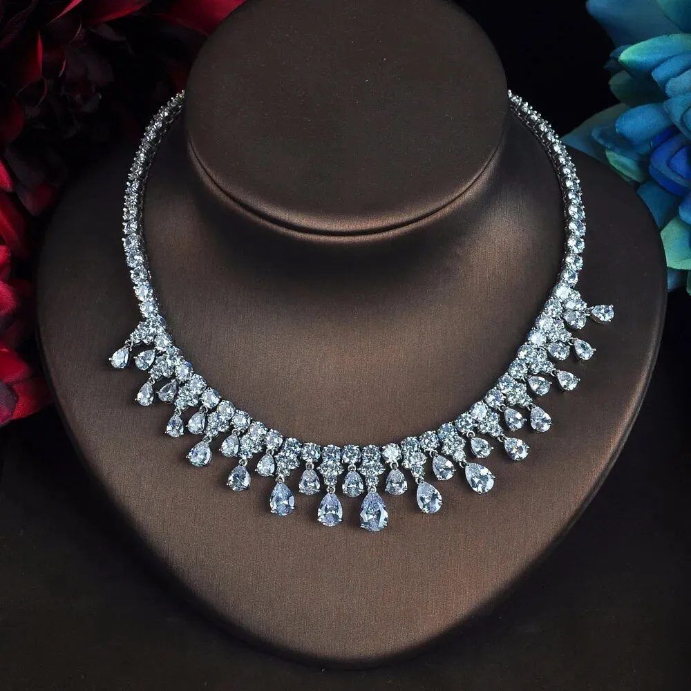 Sparking  Water Drop Bridal Necklace Set