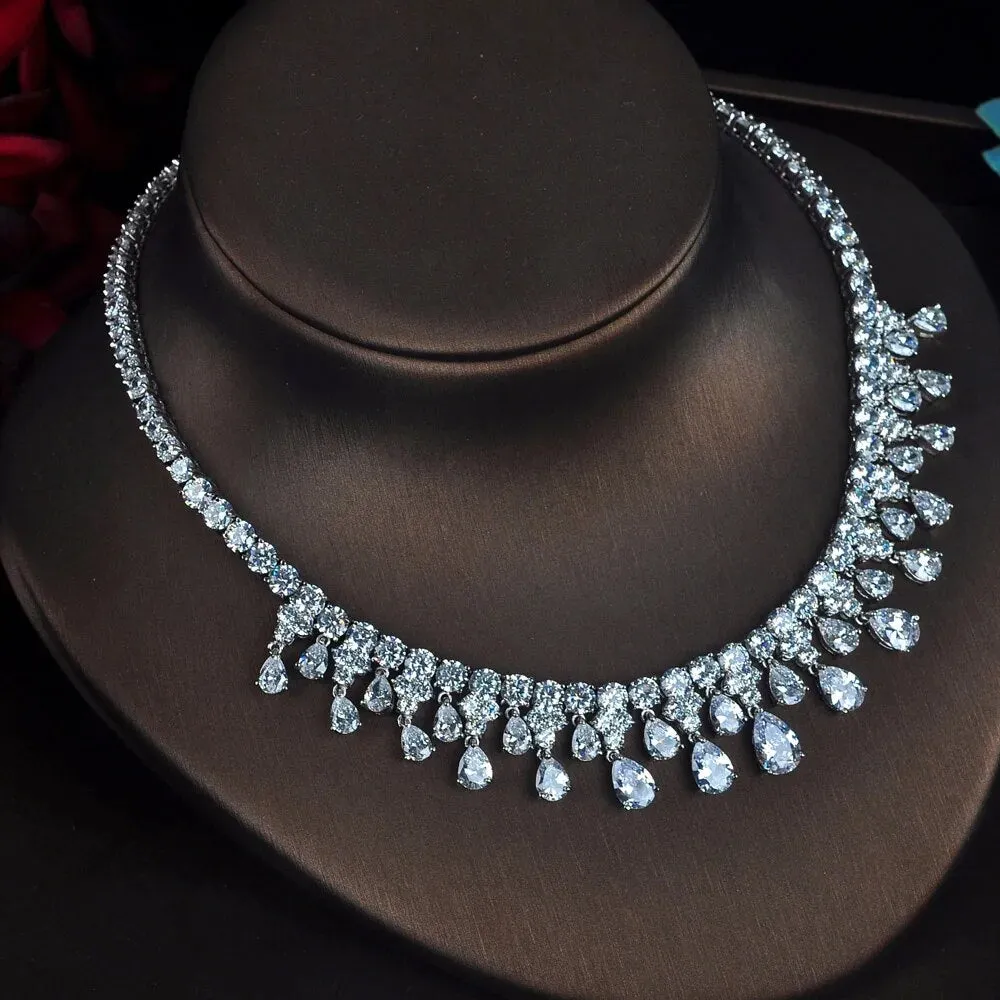 Sparking  Water Drop Bridal Necklace Set