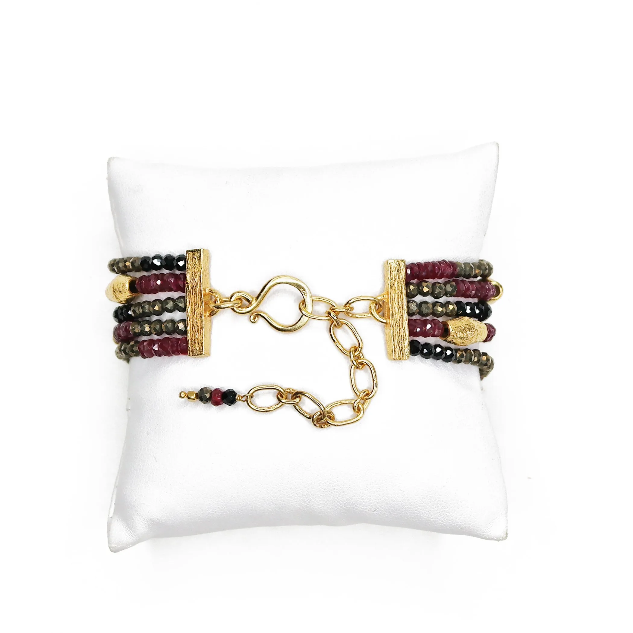 Spinel, Ruby and Gold Multi-Strand Bracelet