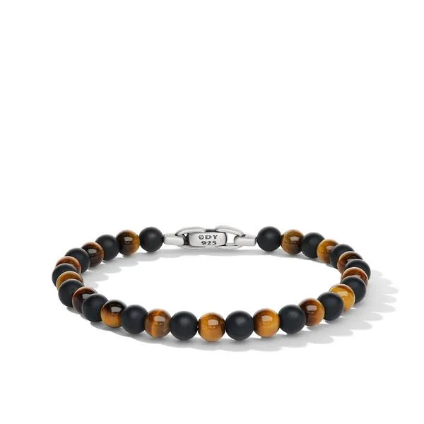 Spiritual Beads Alternating Bracelet with Black Onyx & Tiger's Eye, Size Medium