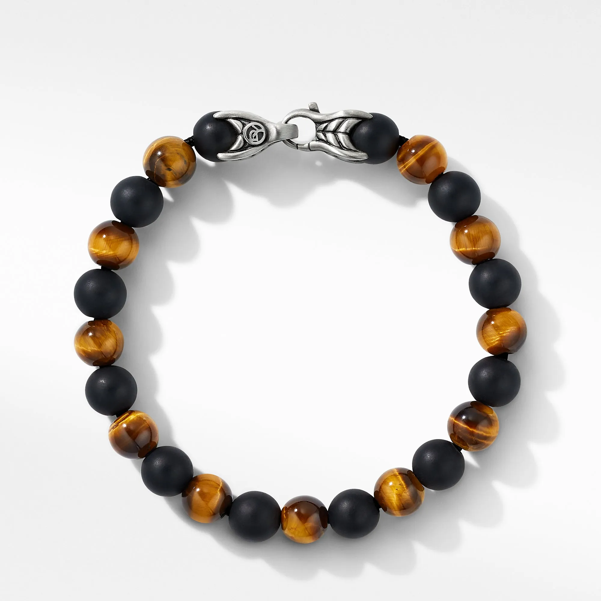 Spiritual Beads Bracelet with Tiger's Eye and Black Onyx, 9" Length