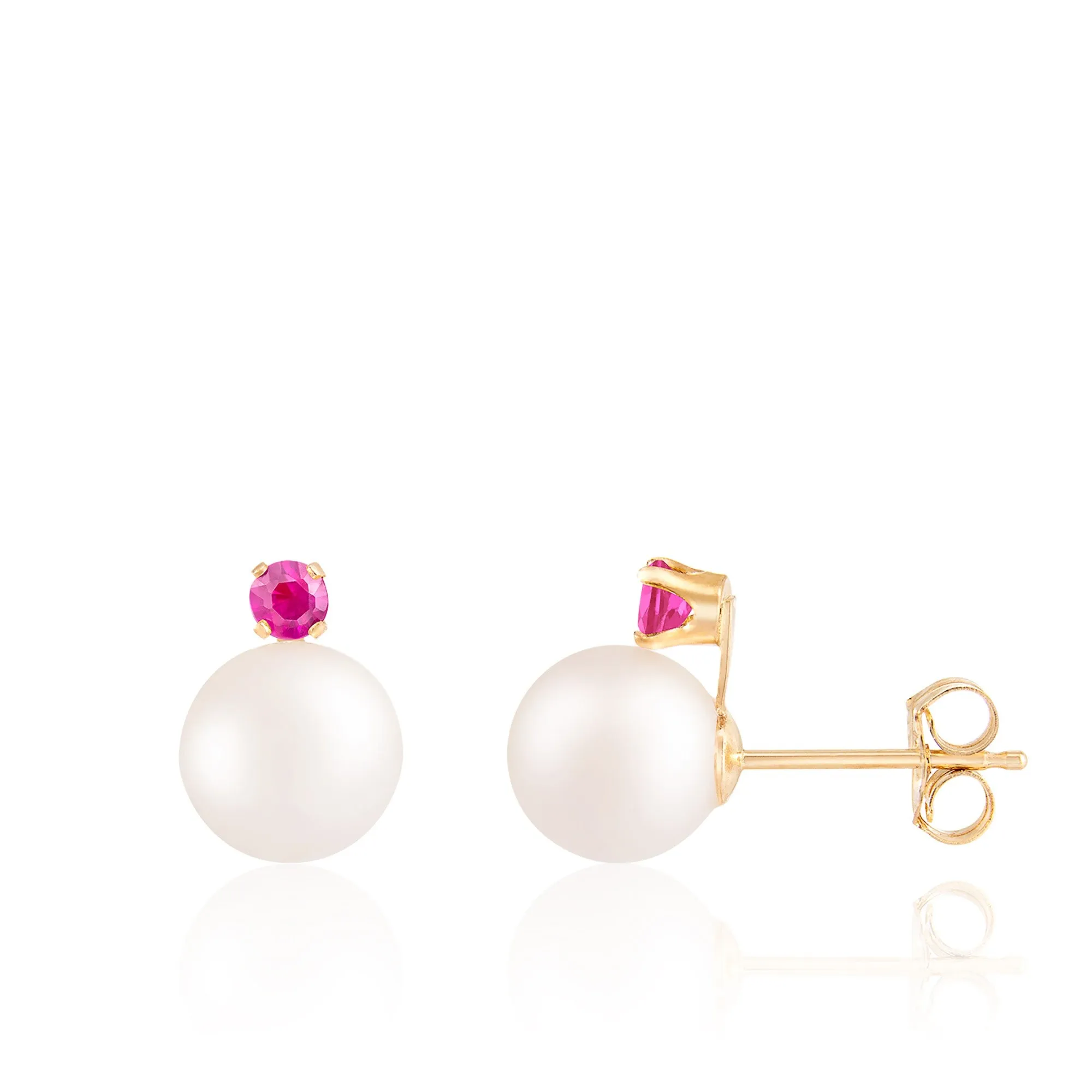 Splendid Pearls 7mm Ruby Pearl Earrings