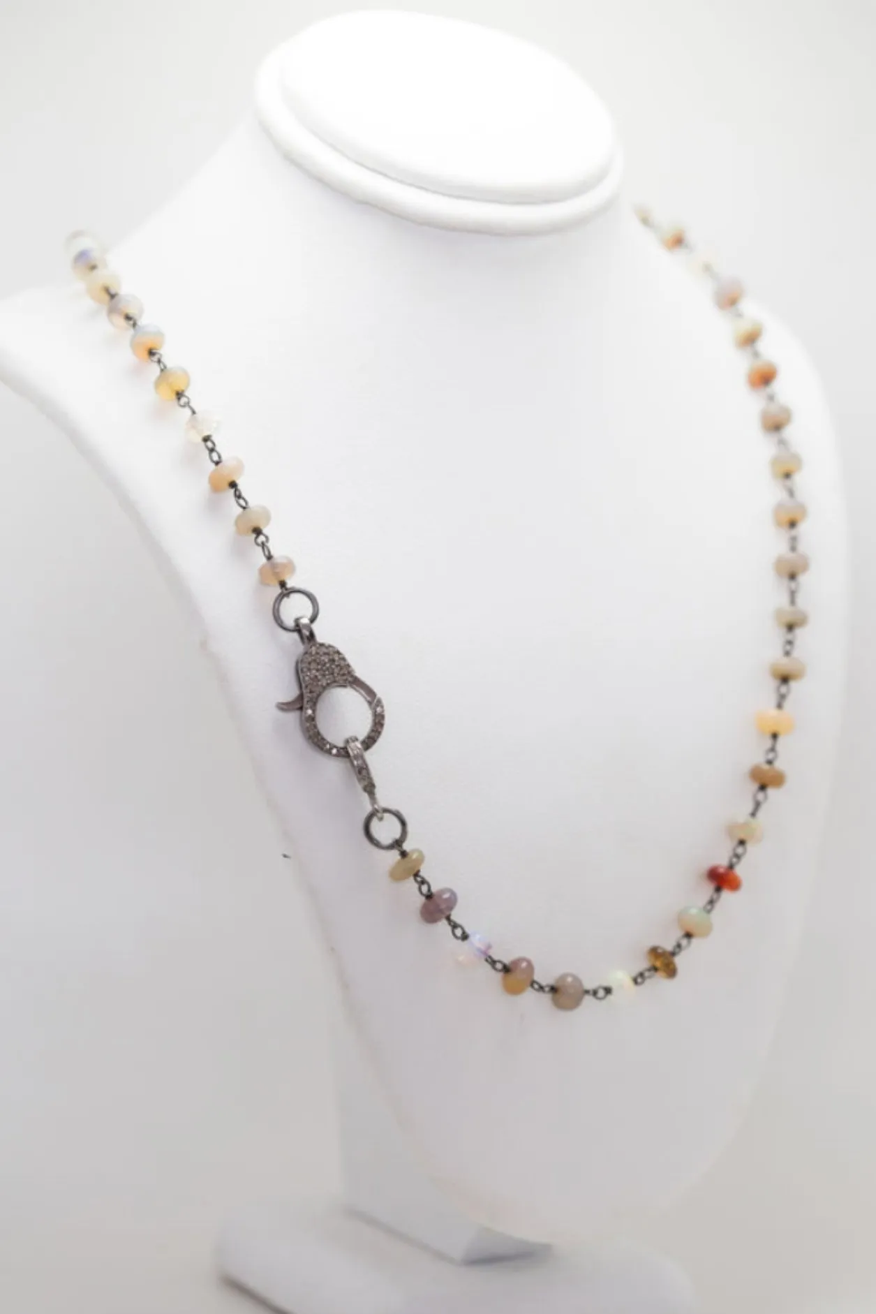 S.Row Designs Beaded Necklace with Pave Diamond Clasp