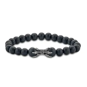 SS Dragon Claw Matte Onyx Bead Bracelet