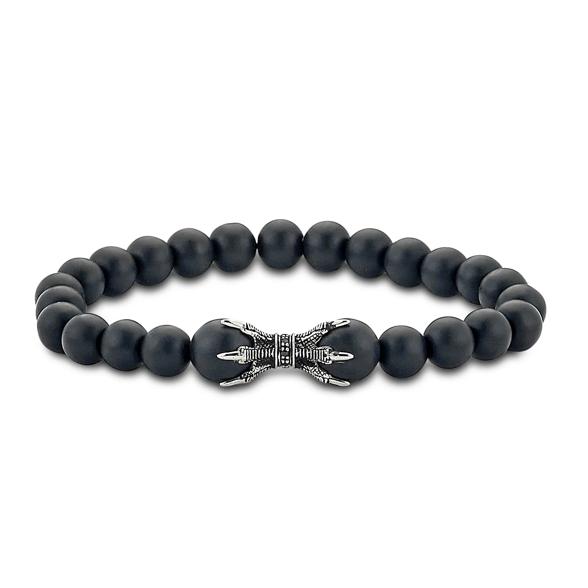 SS Dragon Claw Matte Onyx Bead Bracelet