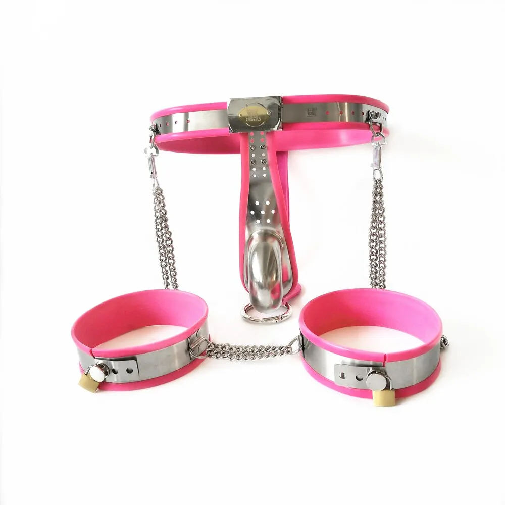 Stainless Steel Foot Lock Cuffs Chastity Belt