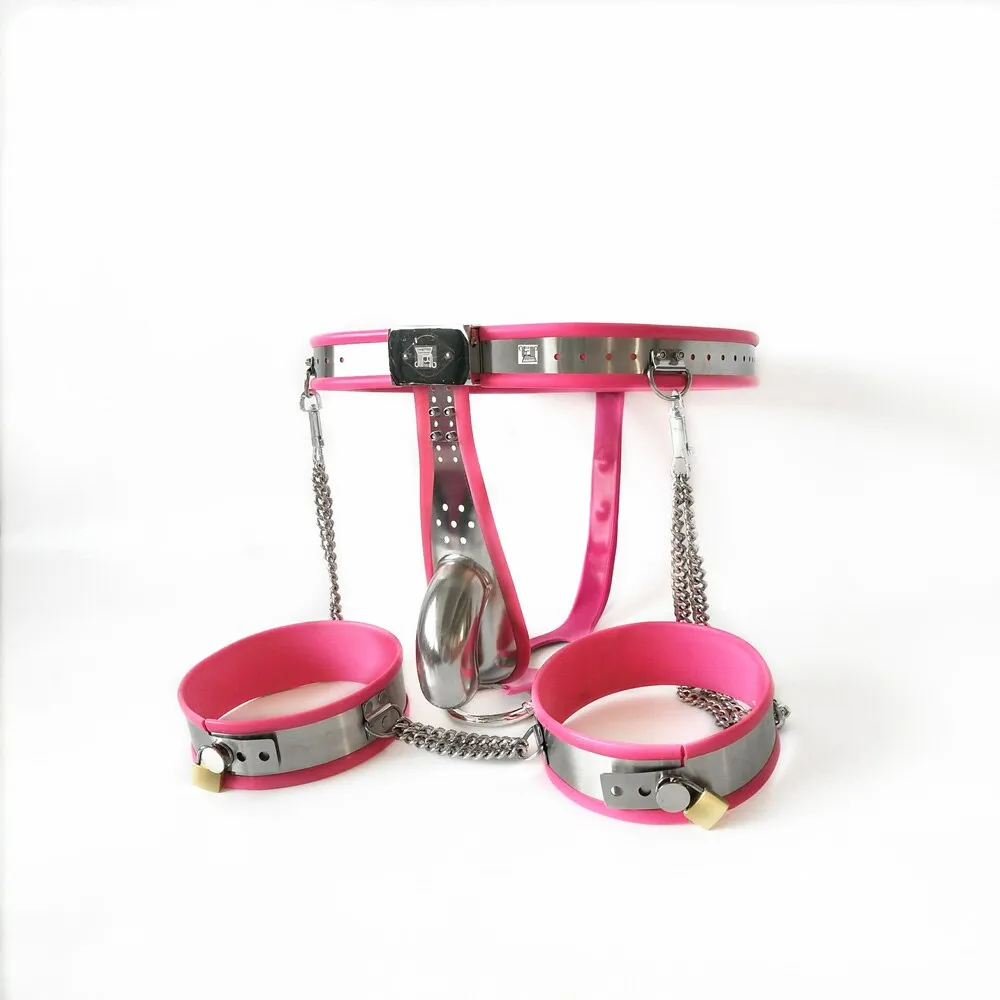 Stainless Steel Foot Lock Cuffs Chastity Belt