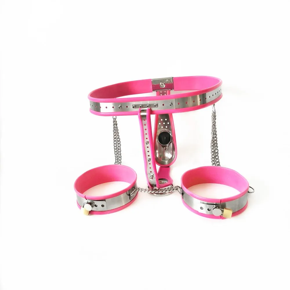 Stainless Steel Foot Lock Cuffs Chastity Belt