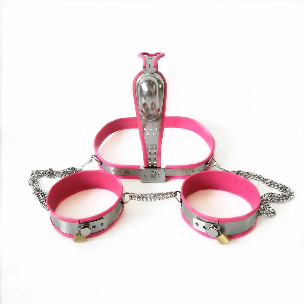 Stainless Steel Foot Lock Cuffs Chastity Belt