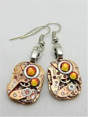 Steampunk Earrins - Watch movement Earrings - Gleam - Steampunk jewelry made with real watch parts